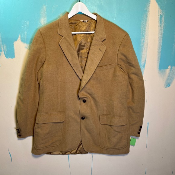 VTG Camelhair Blazer Leopold Price & Rolle Barrister 1980s Mens 21x32 SZ 42 Coat